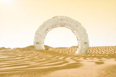 3d rendering, the wide desert, with stripes shapes. Illustrazione stock