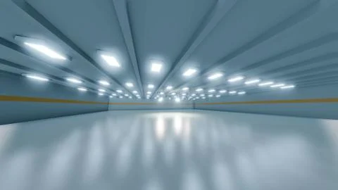 3D rendering of wide factory empty spacious warehouse 스톡 일러스트