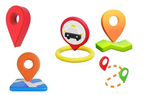 3d rendering wifi, map and cart symbols on white background Stock Illustration