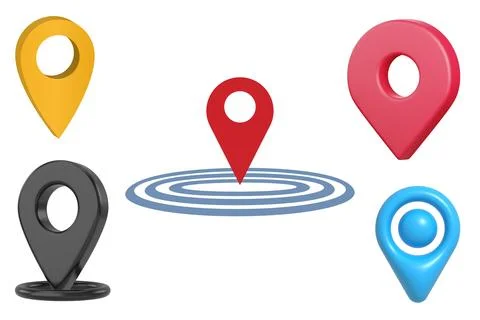 3d rendering wifi, map and cart symbols on white background Stock Illustration