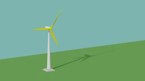 3d Rendering wind generator on pastel blue background Stock Footage 169727968