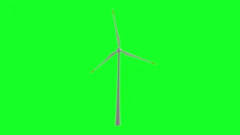 3D rendering of a wind turbine against a green background Stock Footage 285354829