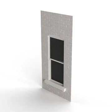 3D rendering of a window frame on a white wall against a white background Illustrazione stock
