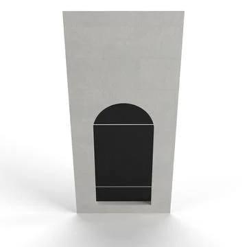 3D rendering of a window of an old gray building on a white background Ilustración de archivo