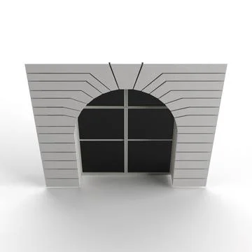 3D rendering of a window of an old gray building on a white background Ilustración de archivo