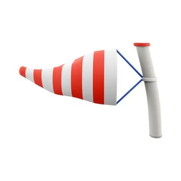 3d rendering windsock icon. 3d render wind direction tool icon. Windsock 스톡 일러스트
