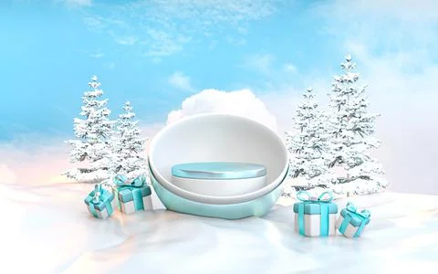 3d rendering winter podium stage for your product or cosmetics. Stock Illustration