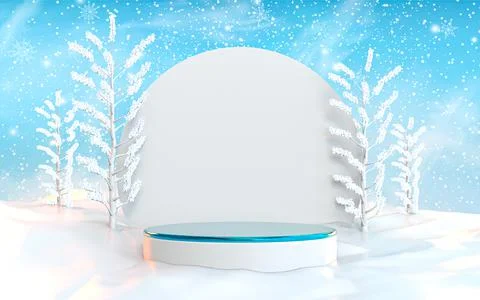 3d rendering winter podium stage for your product or cosmetics. Stock Illustration