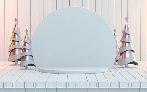 3d rendering winter podium stage for your product or cosmetics. Stock Illustration