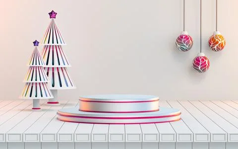 3d rendering winter podium stage for your product or cosmetics. Stock Illustration