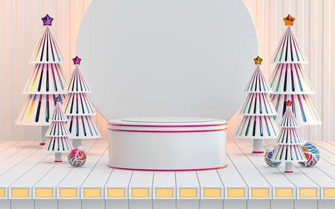 3d rendering winter podium stage for your product or cosmetics. Stock Illustration