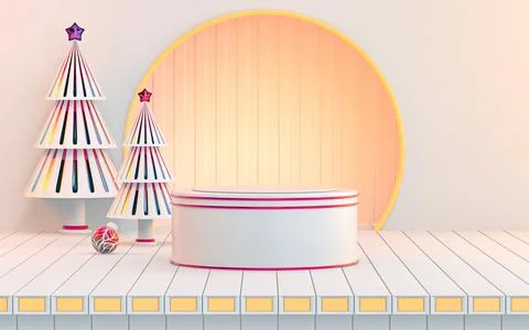 3d rendering winter podium stage for your product or cosmetics. Stock Illustration