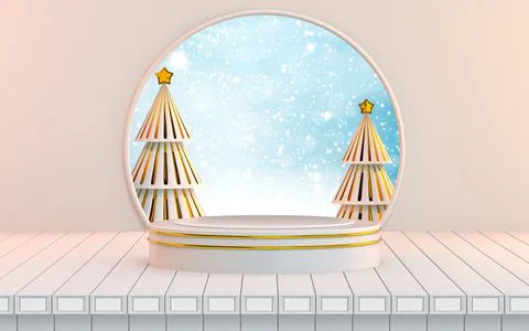 3d rendering winter podium stage for your product or cosmetics. Stock Illustration
