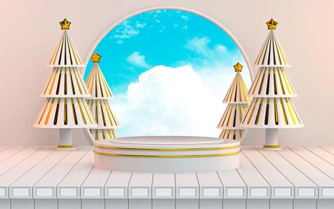 3d rendering winter podium stage for your product or cosmetics. Stock Illustration