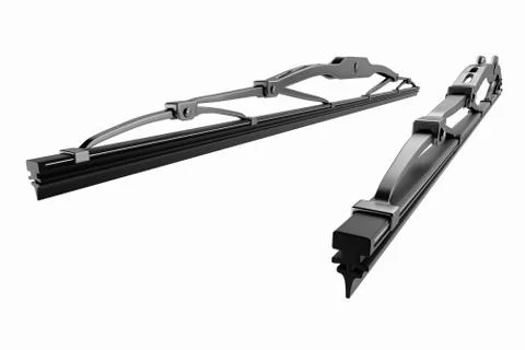 3D rendering. Wiper blade for car. Spare parts, auto parts for driver safety Stock Illustration