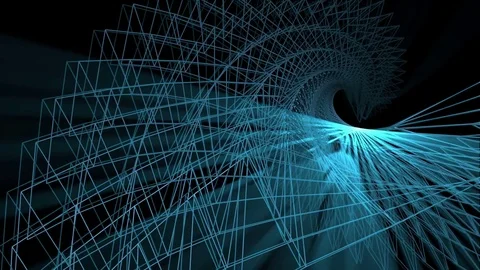 3d rendering - wire frame model of slow spiraling  blue motion graphic design Video stock 76914353