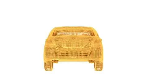 3d rendering of a wired object in yellow on white Stock Illustration