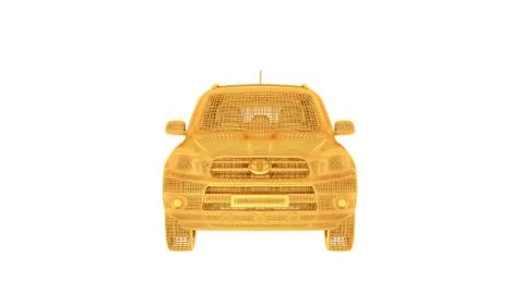 3d rendering of a wired object in yellow on white Stock Illustration