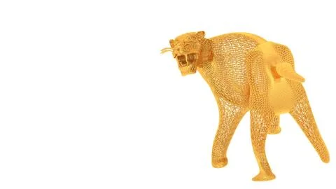 3d rendering of a wired object in yellow on white Stock Illustration