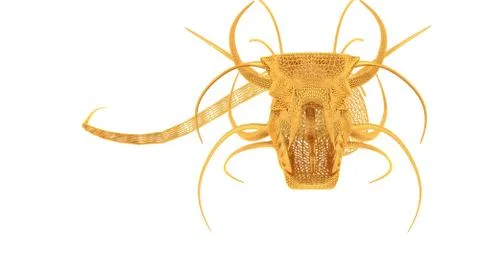 3d rendering of a wired object in yellow on white Stock Illustration