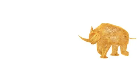 3d rendering of a wired object in yellow on white Stock Illustration