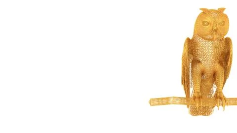 3d rendering of a wired object in yellow on white Stock Illustration