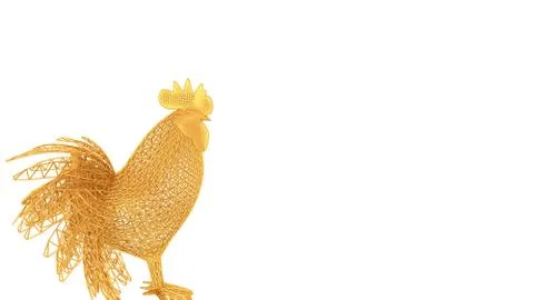 3d rendering of a wired object in yellow on white Stock Illustration