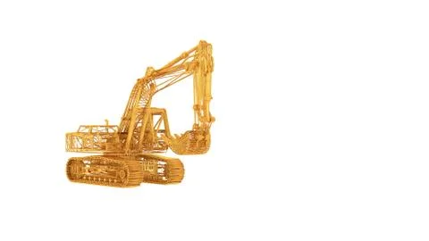 3d rendering of a wired object in yellow on white Stock Illustration