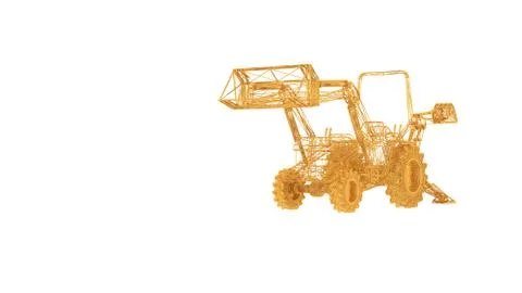 3d rendering of a wired object in yellow on white Illustrazione stock