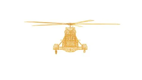 3d rendering of a wired object in yellow on white Illustrazione stock