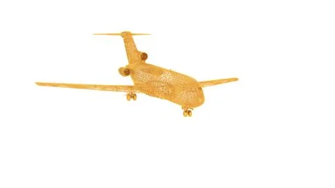3d rendering of a wired object in yellow on white Illustrazione stock