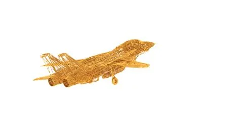 3d rendering of a wired object in yellow on white Stock Illustration