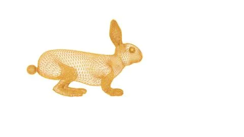 3d rendering of a wired object in yellow on white Illustrazione stock
