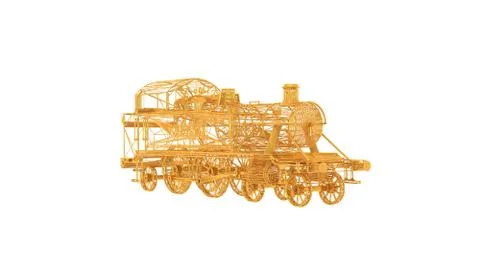 3d rendering of a wired object in yellow on white Stock Illustration