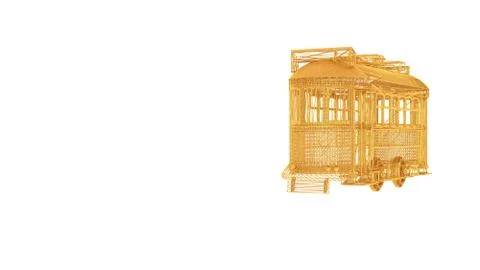3d rendering of a wired object in yellow on white Illustrazione stock