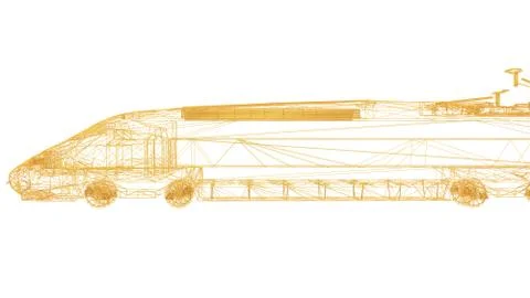 3d rendering of a wired object in yellow on white Stock Illustration