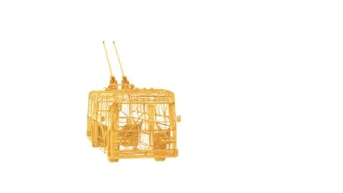 3d rendering of a wired object in yellow on white Stock Illustration