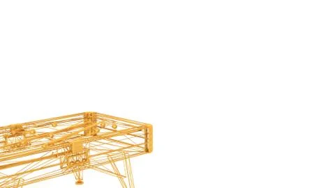 3d rendering of a wired object in yellow on white Illustrazione stock