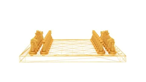 3d rendering of a wired object in yellow on white Illustrazione stock
