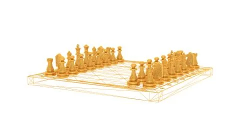 3d rendering of a wired object in yellow on white Illustrazione stock