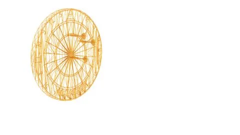 3d rendering of a wired object in yellow on white Stock Illustration