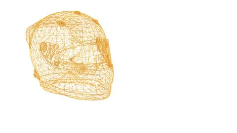 3d rendering of a wired object in yellow on white Stock Illustration