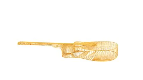 3d rendering of a wired object in yellow on white Stock Illustration