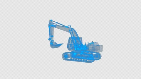 3d rendering wireframe  excavator,  transparent background Stock Footage 258893634