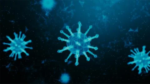 3D Rendering wireframe virus for Covid-19 Coronavirus outbreak concept,  viru Illustrazione stock