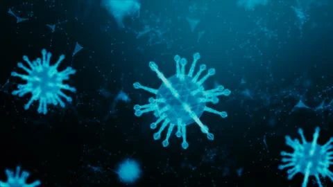 3D Rendering wireframe virus for Covid-19 Coronavirus outbreak concept,  viru Illustrazione stock
