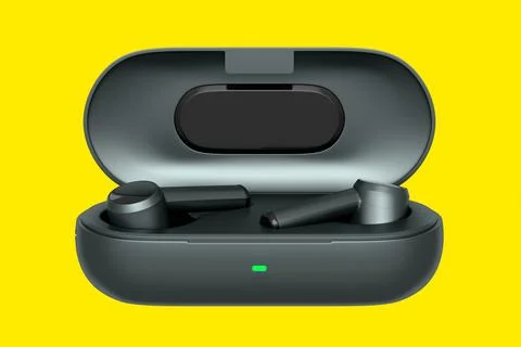 3D rendering of wireless earphones for workouts or listening streaming servic 스톡 일러스트