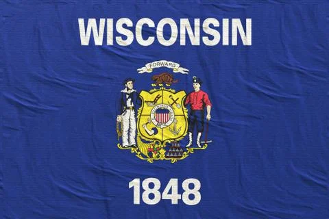 3d rendering of Wisconsin State flag Illustrazione stock