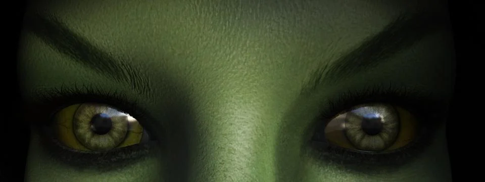 3D rendering of witch eyes. Stock Illustration