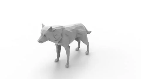 3d rendering of a wolf polygon isolated in white studio background Stock Illustration